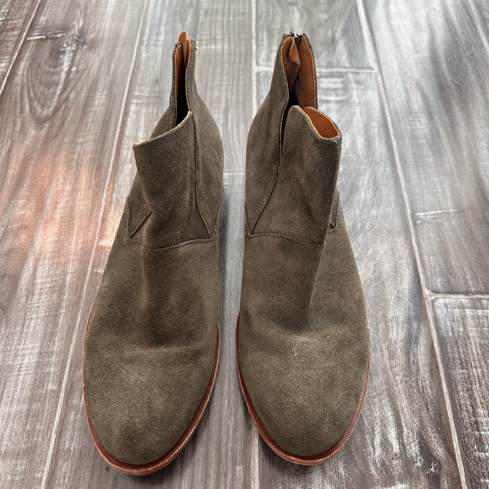 Kork-Ease Olive Suede Ankle Booties
